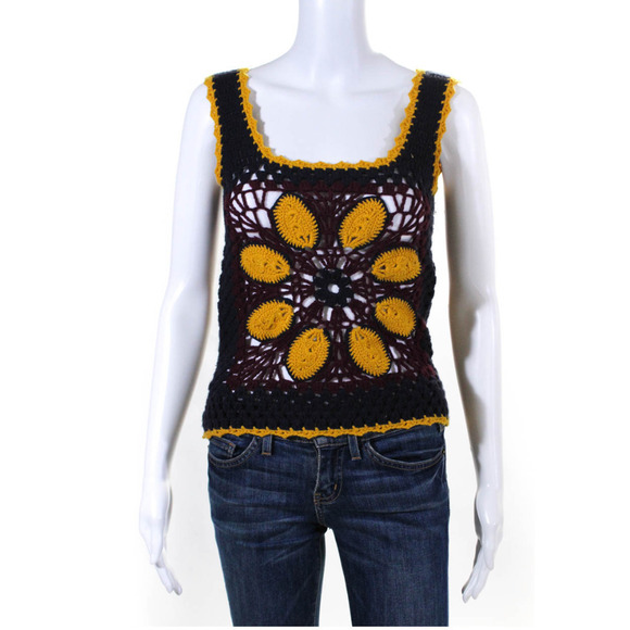 Tory Burch Granny Crochet Cashmere Boho Top XS NWOT - Picture 1 of 5
